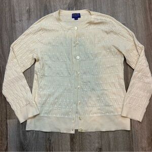 Pendleton Silk Blend Cream Neutral Cardigan Pullover Sweater Size Medium